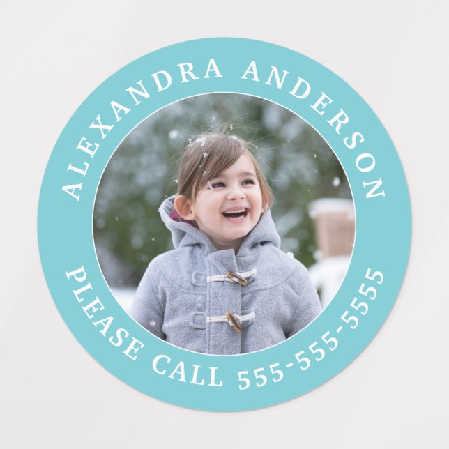 Photo Kid Identification Name And Phone Number Kids' Labels (Design 1)