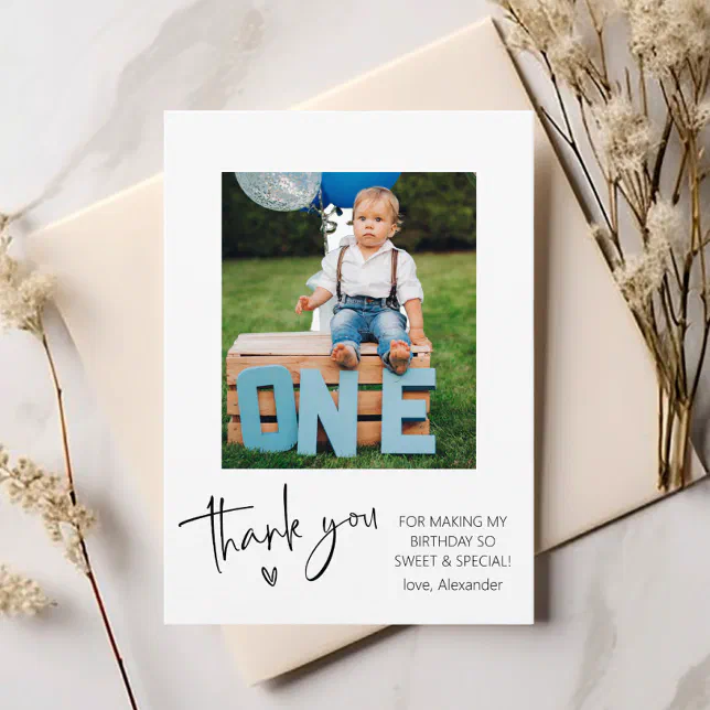 Photo Kids Birthday Thank You Card | Zazzle