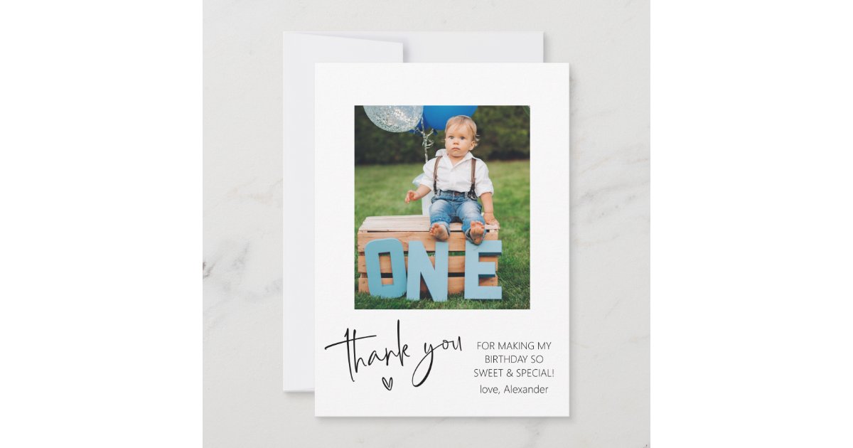 Photo Kids Birthday Thank You Card | Zazzle