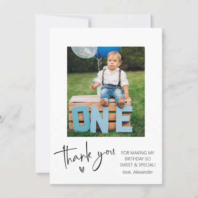 Photo Kids Birthday Thank You Card | Zazzle
