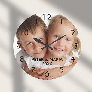 Photo kids children names year large clock