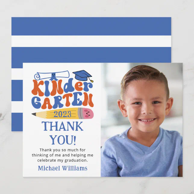 Photo Kindergarten Graduation Thank You Card Zazzle