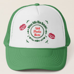 PHOTO Kiss Me I'm Irish - Green Circle Kiss Mark Trucker Hat