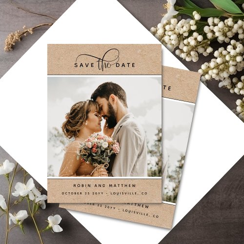 Photo Kraft Style Elegant Modern Rustic Wedding Save The Date