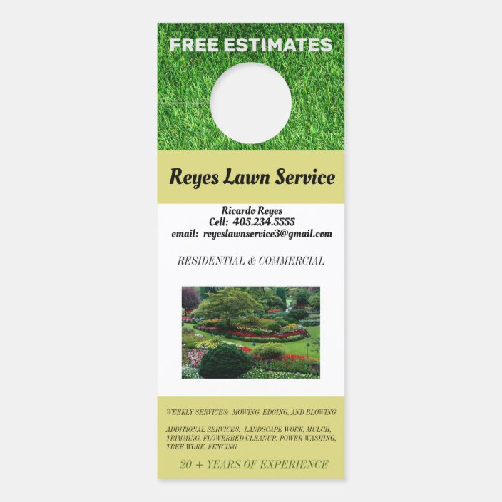 Photo Landscaping & Lawn Service Door Hanger | Zazzle.com