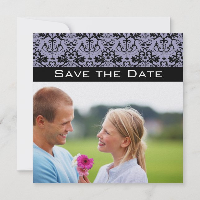 Photo Lavender & Black Chandelier Save the Date Invitation (Front)