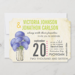 Photo Lavender Lime Hydrangea Mason Jar Wedding Invitation