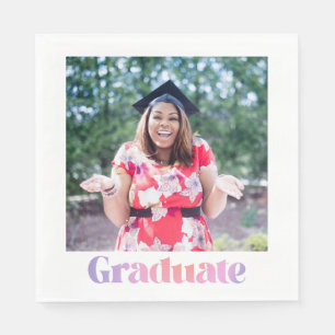 Photo Lavender Pink Bold Graduate Girl Graduation Napkins