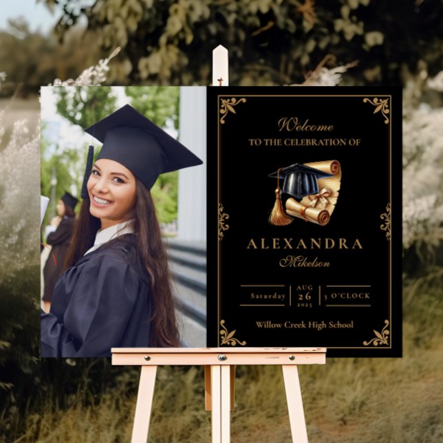 Photo Law School Lawyer Graduation Modern Black  Foam Board (Creator Uploaded)