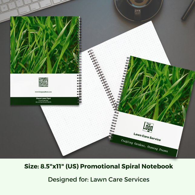 Photo Lawn Care Promotional Logo Motto QR code Notebook (Photo Lawn Care Promotional Logo Motto QR code Notebook; Size: 8.5 x 11 Inch US)