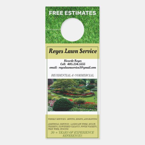 Photo Lawn Service Free Estimate Reference Door Hanger