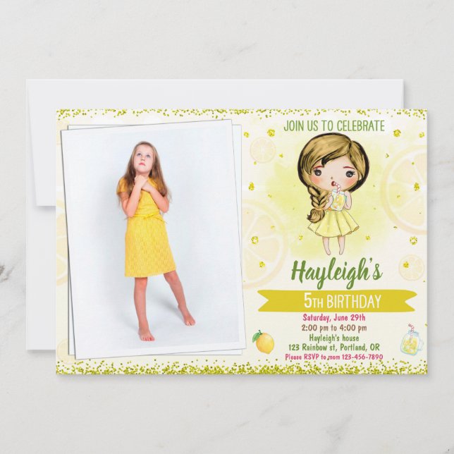 Photo Lemon invitation Citrus birthday Lemonade (Front)