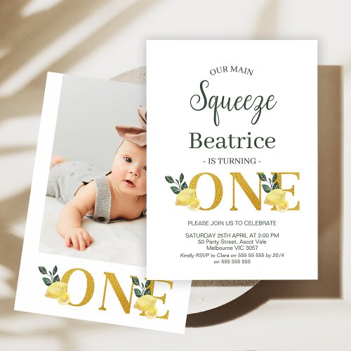 Photo Lemons Our Main Squeeze 1st Birthday Invitation