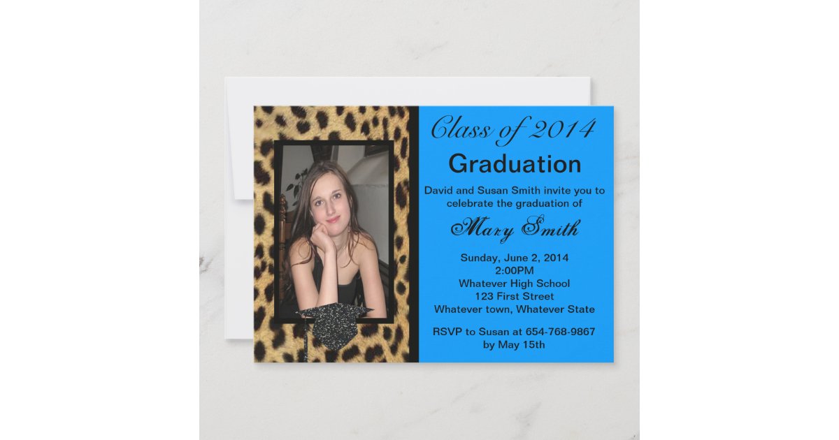 Leopard Graduation Invitations Photo Leopard Graduation Invitation | Zazzle