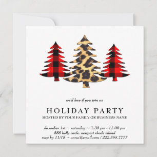 *~* PHOTO Leopard Plaid AP20 Christmas Party Invitation