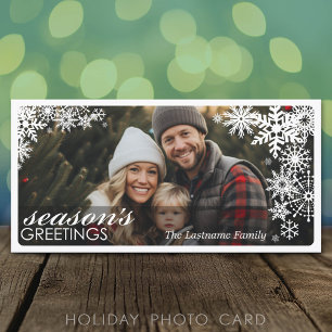 Photo - Let It Snow - simple snowflake overlay Holiday Card