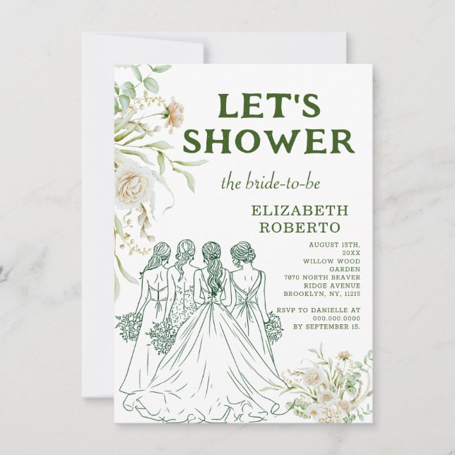 Photo Let's Shower Elizabeth Pampas Bridal Shower  Invitation (Front)