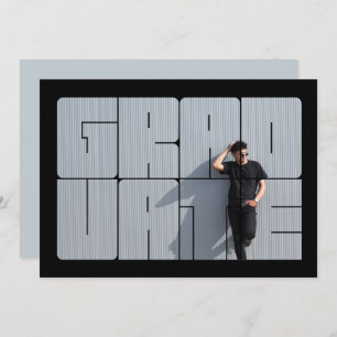 Photo Lettering Blue Graduation Ceremony Invitation