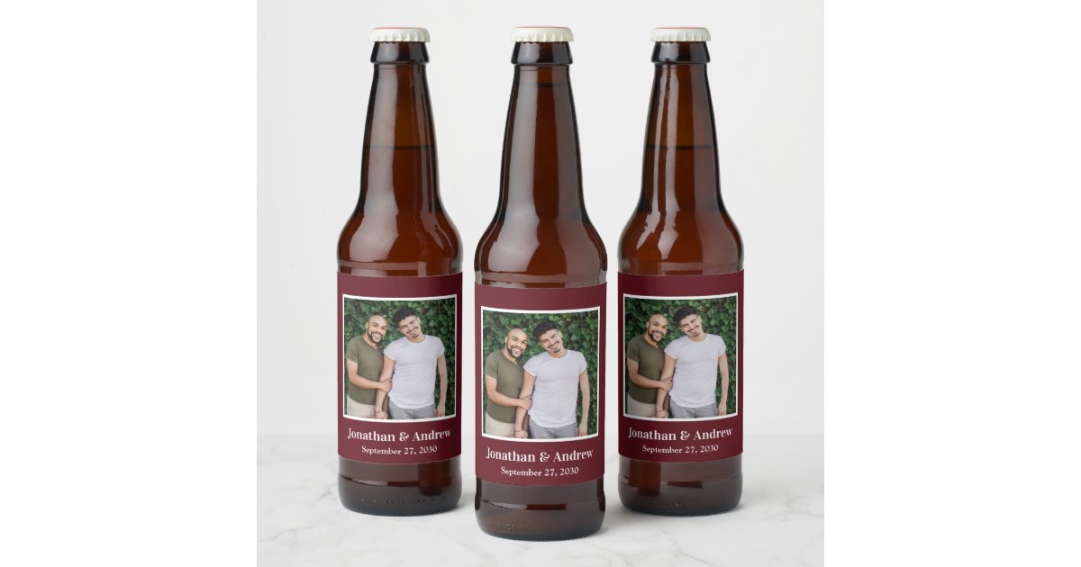 Photo LGBTQ Wedding Beer Bottle Label Zazzle