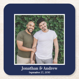 Photo LGBTQ Wedding Square Paper Coaster