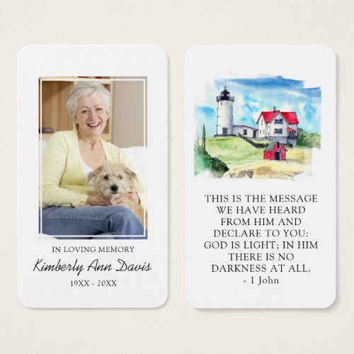 Photo Lighthouse Funeral Prayer Card