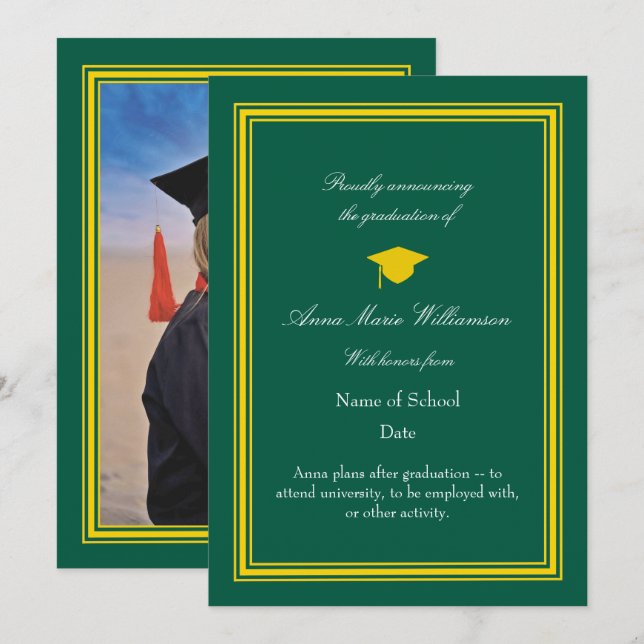 Photo - Lime Green Proudly Announcing Graduation Card (Front/Back)