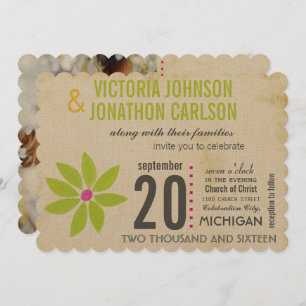 Photo Lime Stylized Daisy Wedding Invitations