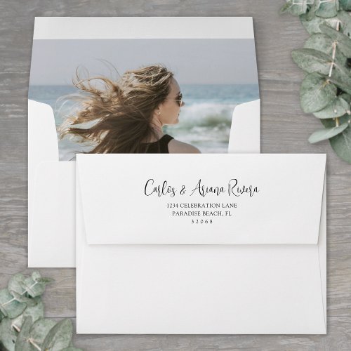 Photo Lined Chic Script Pre_Addressed Any Occasion Envelope