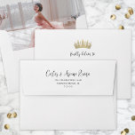 Photo Lined Quinceañera Gold Crown Pre-Addressed Envelope<br><div class="desc">Add a stylish personalized touch to Quinceañera invitations, announcement cards, save the dates and thank you notes with unique photo-lined pre-addressed envelopes. The picture and all wording on this template are simple to customize. The colors and font styles are easy to change with the Zazzle Design Editor tool. The black,...</div>