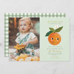 Photo Little Cutie is turning One Orange Birthday Invitation