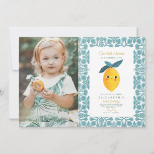 Photo Little Sweetie Lemon 1st Birthday Invitation