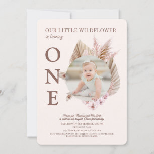 Photo Little Wildflower 1st Birthday Invitation