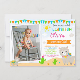 Photo Llama birthday invitation Alpaca invitation