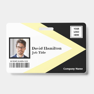 Photo Logo Barcode Black White Yellow Geometric Badge
