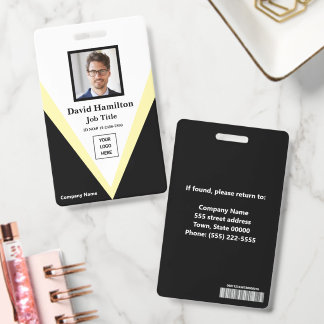 Photo Logo Barcode Black White Yellow Geometric Badge