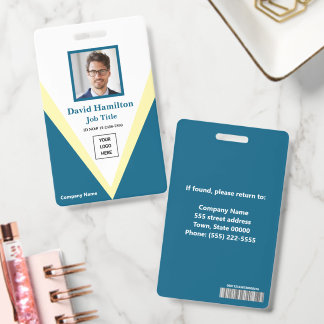 Photo Logo Barcode Bleu White Yellow Geometric Badge