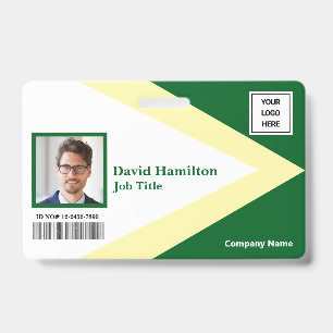 Photo Logo Barcode Green White Yellow Geometric Badge
