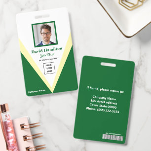 Photo Logo Barcode Green White Yellow Geometric Badge