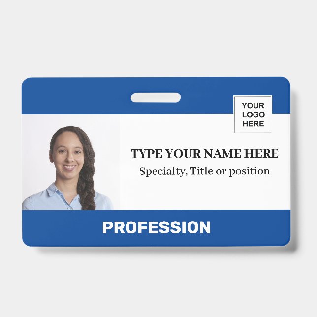 Photo Logo Barcode Name | Personalized Employee Badge (Front)