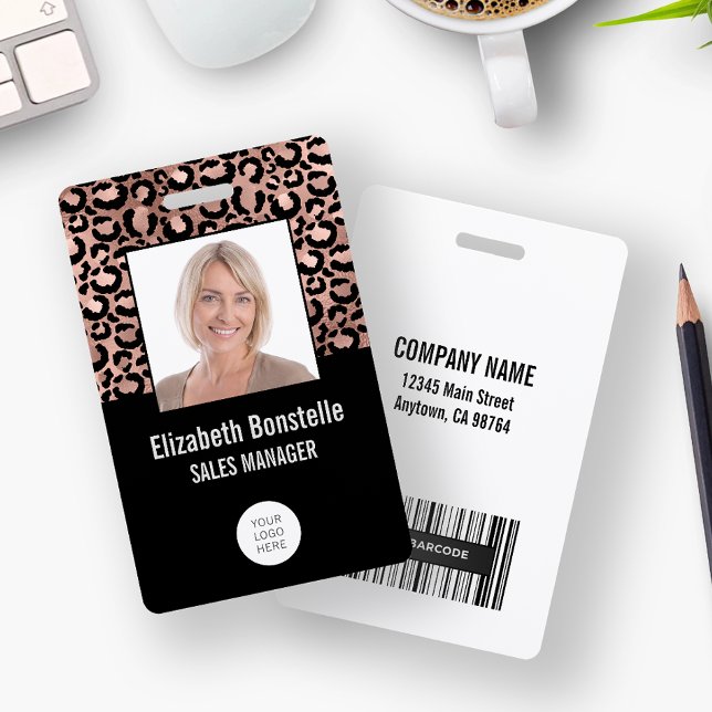Photo Logo Barcode Rose Gold Black Leopard Print Badge (Creator Uploaded)