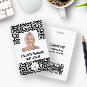 Photo Logo Barcode Silver Leopard Print Badge