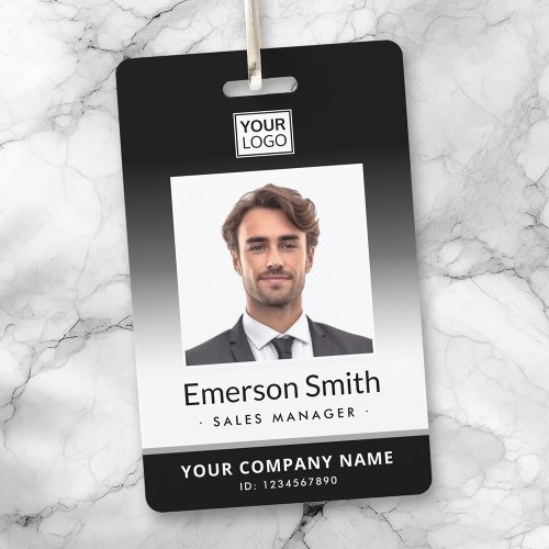 Photo logo black gradient modern employee id badge