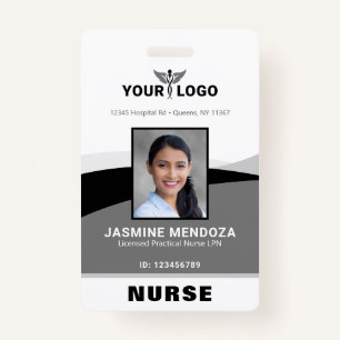 Photo Logo Black Gray Template Corporate Name ID Badge