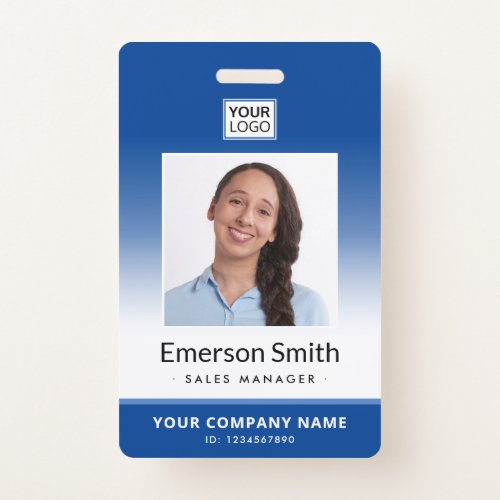 Photo logo blue gradient modern employee id badge