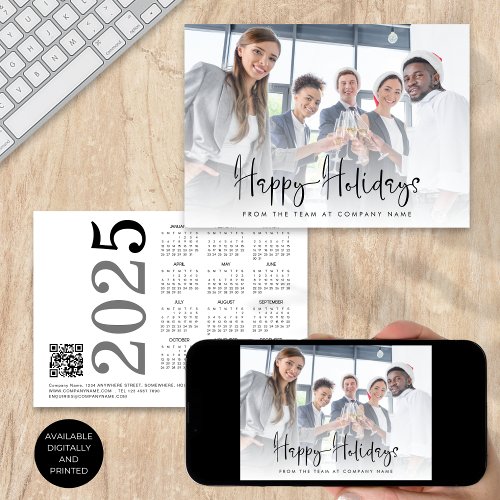 Photo Logo Company QR Code 2025 Calendar Christmas Holiday Card