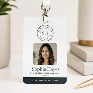 Photo Logo Employee Badge Company ID Card Gray
