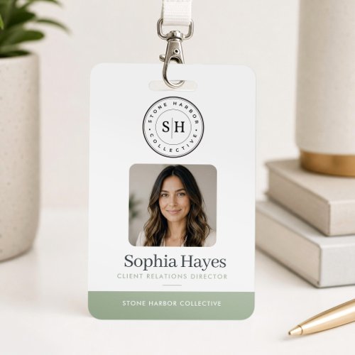 Photo Logo Employee Badge Company ID Card Sage