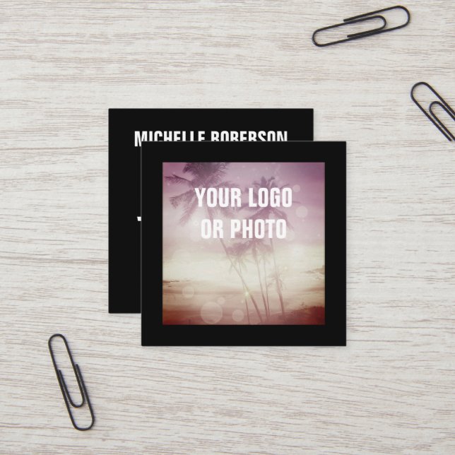 Photo logo internet icons square business card (Front/Back In Situ)