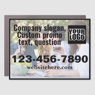 Photo + Logo Large Custom Blk Frame Advertisement Car Magnet