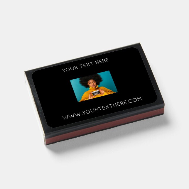 Photo Logo Name Social Media Promotional Elegant  Matchboxes (Front Closed)